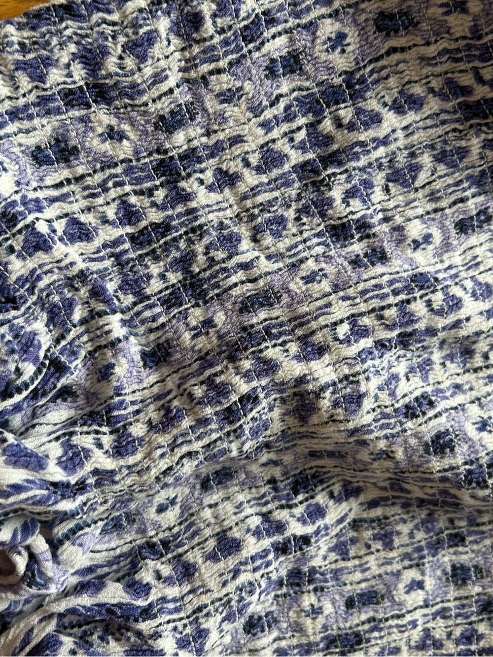 Blue Purple White Ruched Ruffle Tank Top - Picture 3 of 4